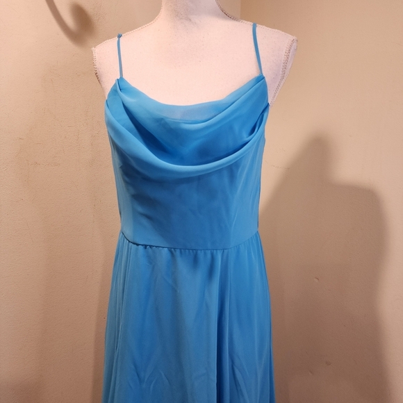 David's Bridal Elegant Malibu Blue Maxi Dress Size 10 - Picture 11 of 12
